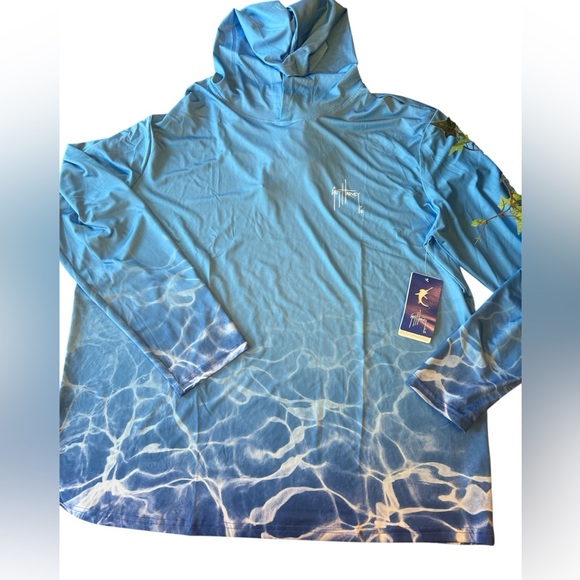 Guy Harvey Other - NWT Guy HARVEY Light Blue Hooded Fishing & Performance Shirt